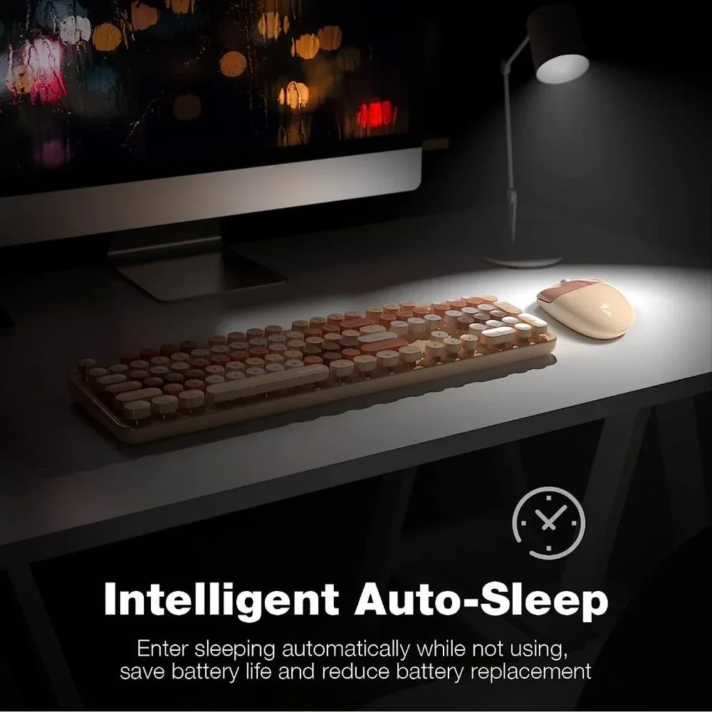 Wireless Keyboard and Mouse Combo 104 Keys Full-Sized 2.4 GHz Colorful Keyboard